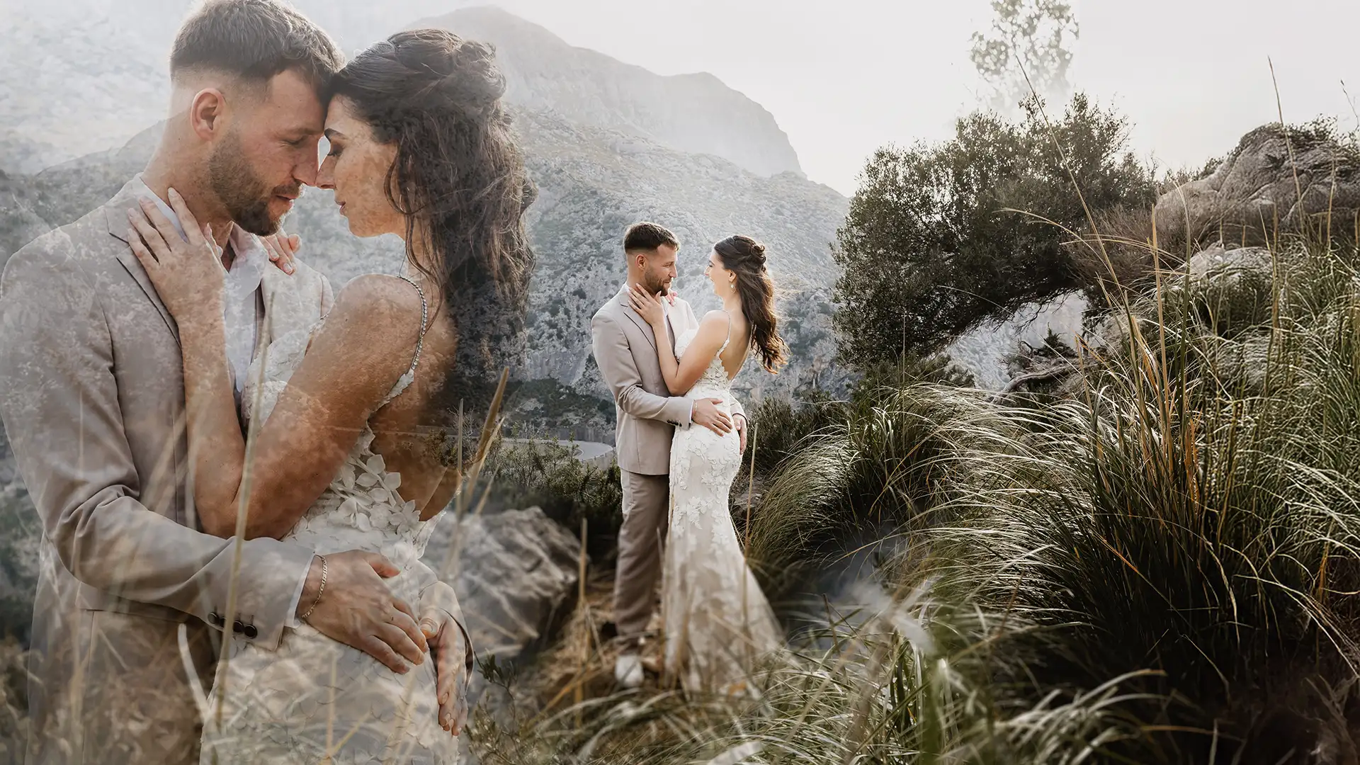 Hochzeitsfotograf Bielefeld Hochzeitspaar auf dem Berg verträumt